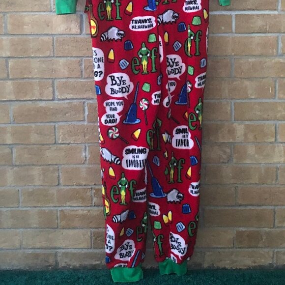 Buddy The Elf One Piece Drop Seat Pajamas Women's Sz L 12-14 Will Ferrell Onesie - Picture 3 of 8